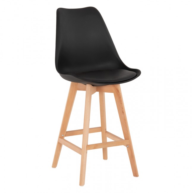 Σκαμπό μπαρ "VEGAS" από πολυπροπυλένιο-ξύλο σε μαύρο-φυσικό χρώμα 47x58x100