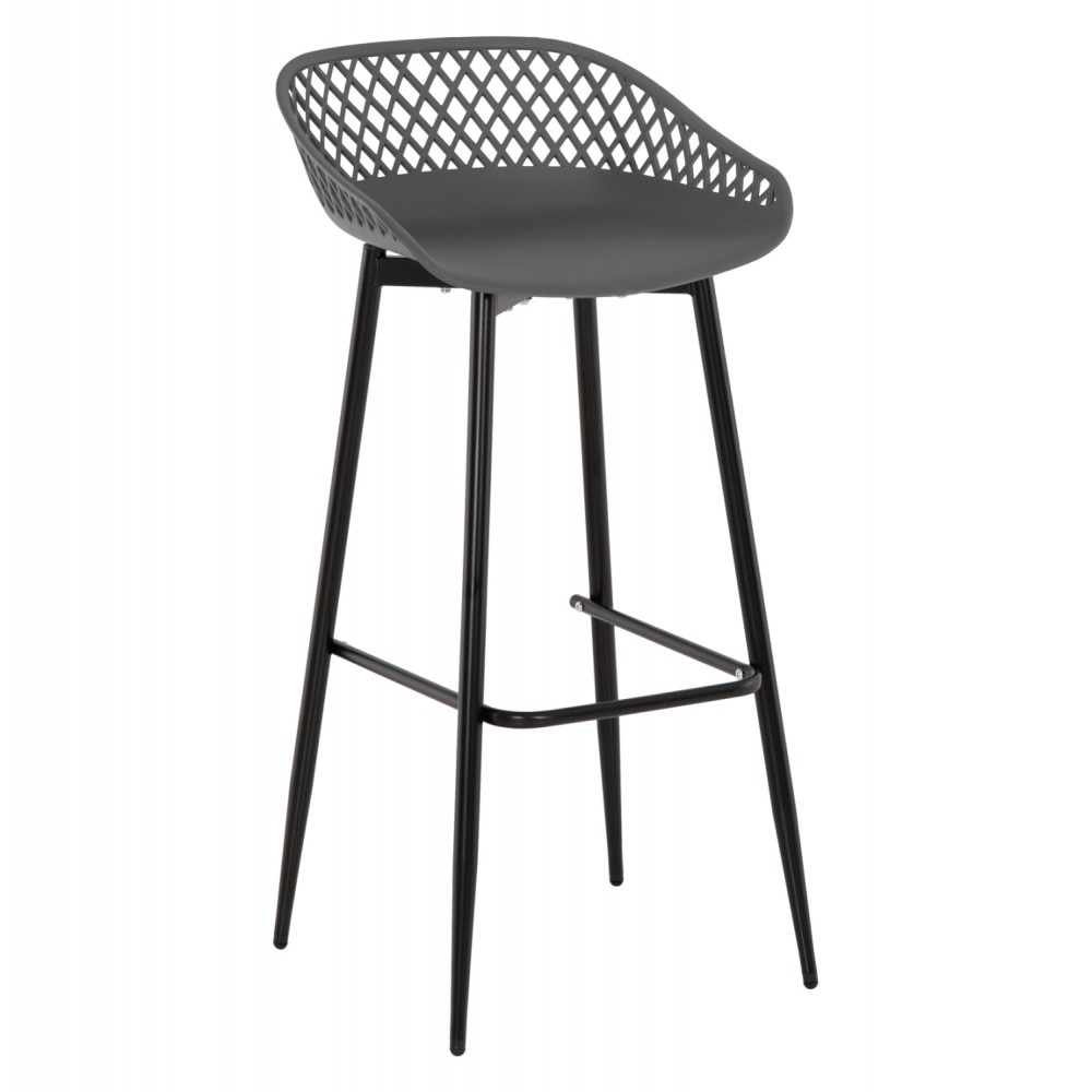 Σκαμπό μπαρ "AVAYA" από πολυπροπυλένιο/μέταλλο σε χρώμα γκρί/μαύρο 46x48x99