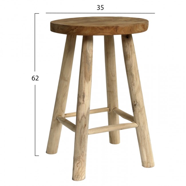 Σκαμπό μπαρ από ξύλο σε φυσικό χρώμα Φ30x62