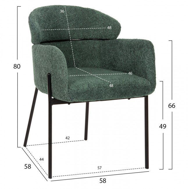 Πολυθρόνα "WOLF" από ύφασμα/μέταλλο σε χρώμα πετρόλ/μαύρο 58x58x80