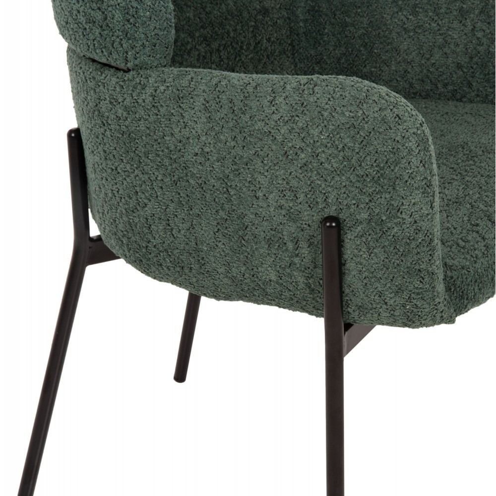 Πολυθρόνα "WOLF" από ύφασμα/μέταλλο σε χρώμα πετρόλ/μαύρο 58x58x80