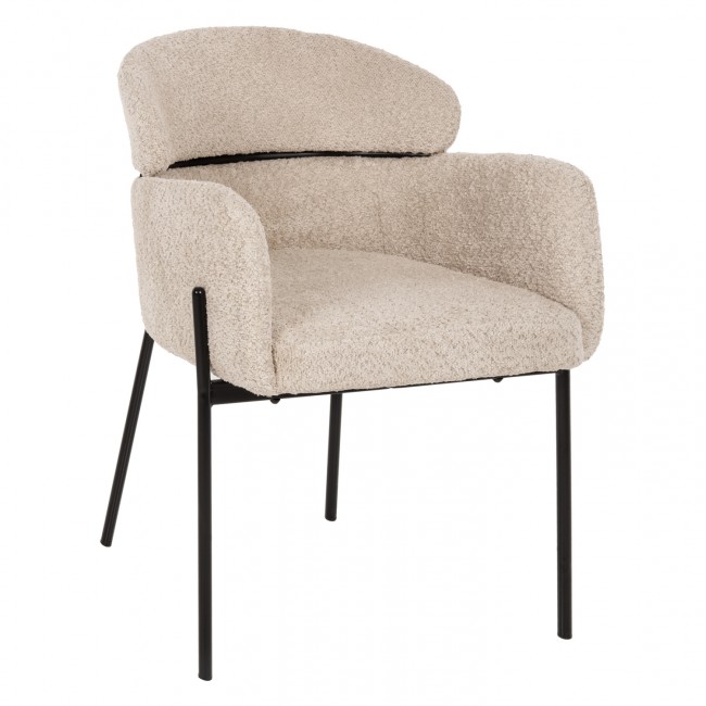 Πολυθρόνα "WOLF" από ύφασμα/μέταλλο σε χρώμα εκρού/μαύρο 58x58x80