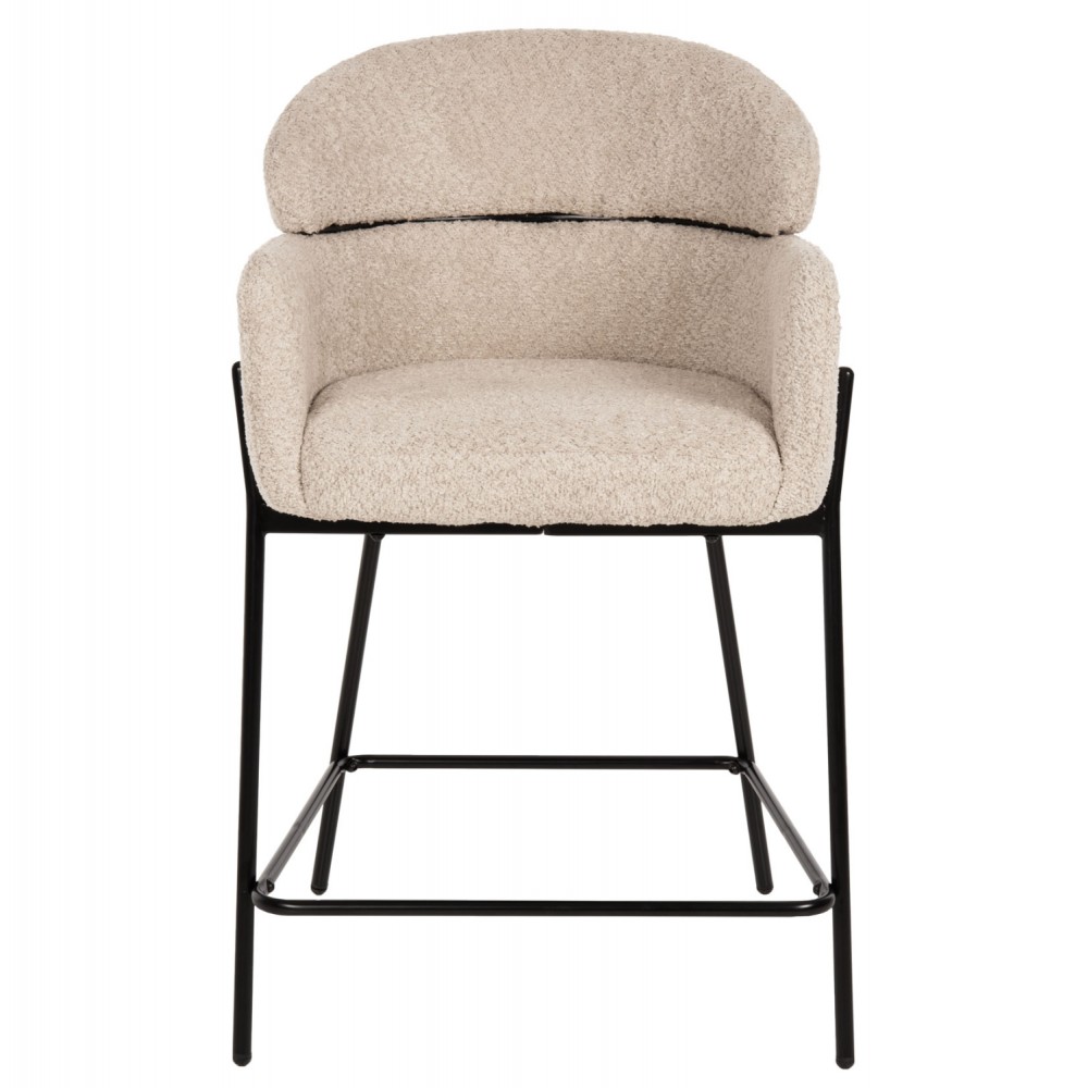 Σκαμπό "WOLF" από ύφασμα/μέταλλο σε χρώμα εκρού/μαύρο 56x56x96