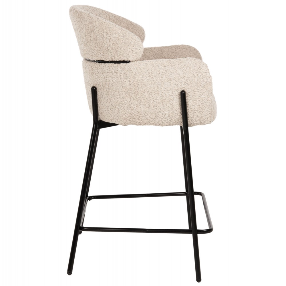 Σκαμπό "WOLF" από ύφασμα/μέταλλο σε χρώμα εκρού/μαύρο 56x56x96