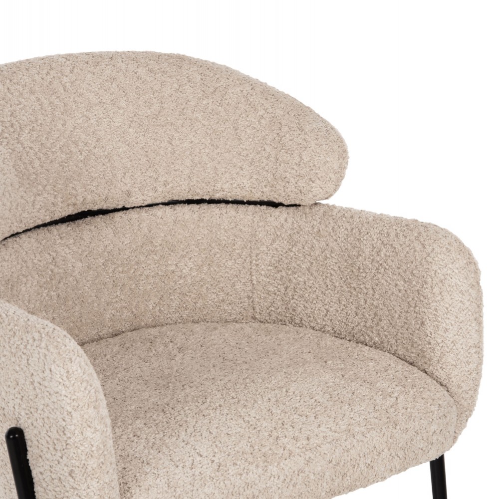 Σκαμπό "WOLF" από ύφασμα/μέταλλο σε χρώμα εκρού/μαύρο 56x56x96