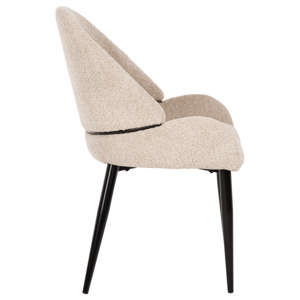 Πολυθρόνα "SARKY" από ύφασμα/μέταλλο σε χρώμα εκρού/μαύρο 55x62x89