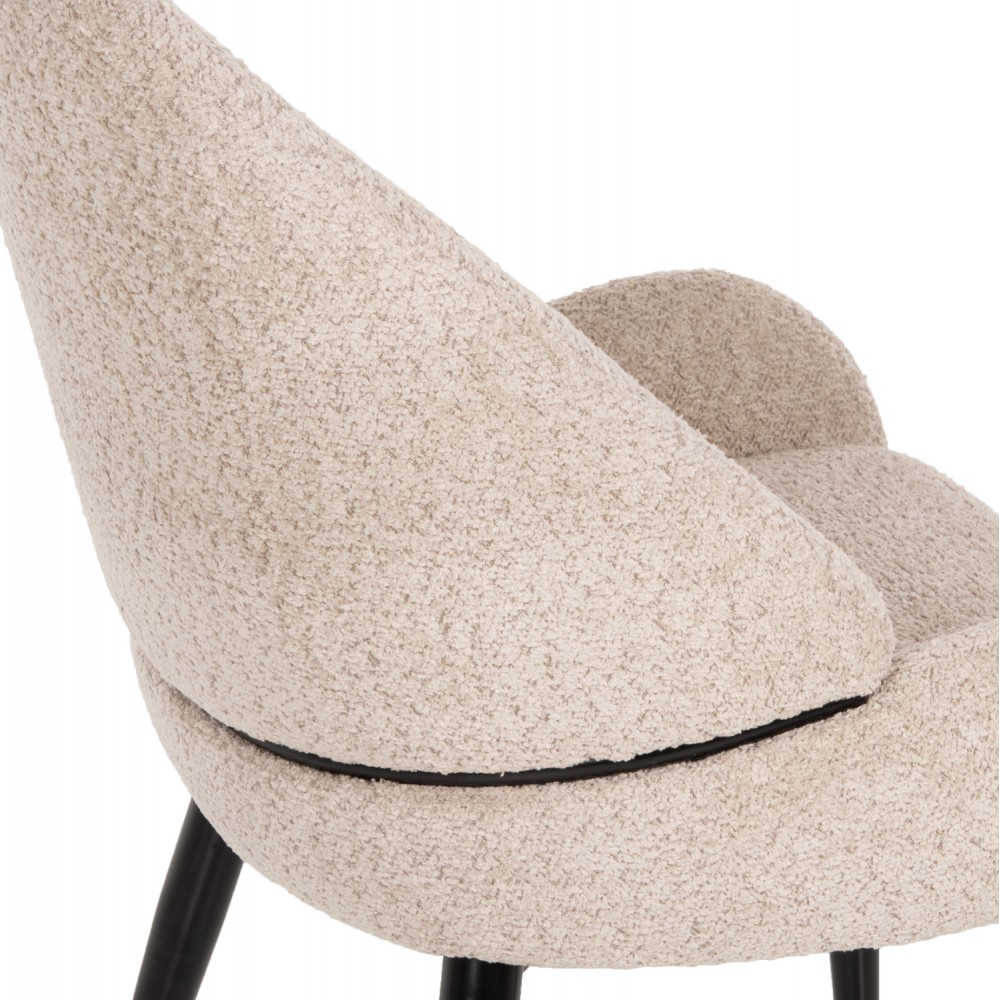 Πολυθρόνα "SARKY" από ύφασμα/μέταλλο σε χρώμα εκρού/μαύρο 55x62x89