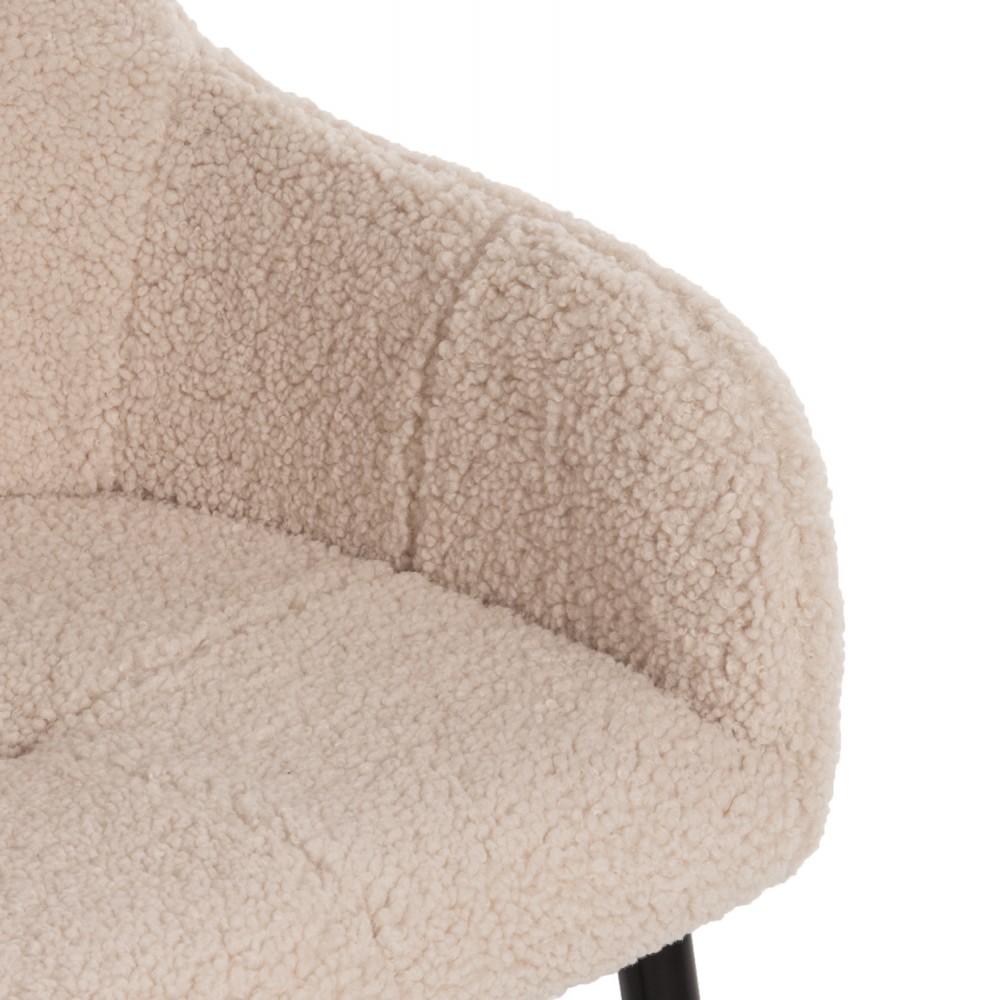 Πολυθρόνα "SHELLY" από ύφασμα/μέταλλο σε χρώμα λευκό/μαύρο 57x55x87