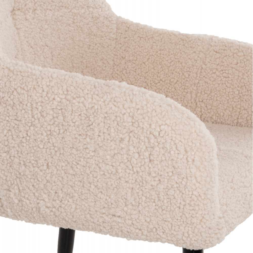 Πολυθρόνα "SHELLY" από ύφασμα/μέταλλο σε χρώμα λευκό/μαύρο 57x55x87