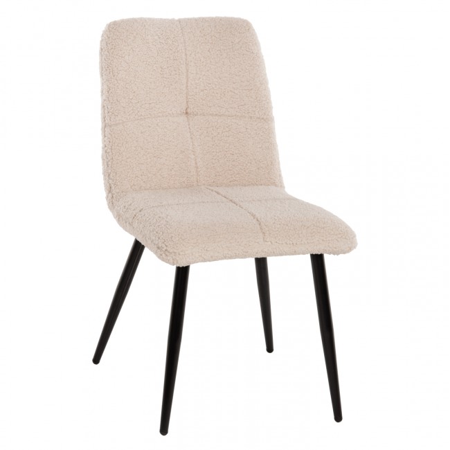 Καρέκλα "SHELLY" από ύφασμα/μέταλλο σε χρώμα λευκό/μαύρο 48x64x87