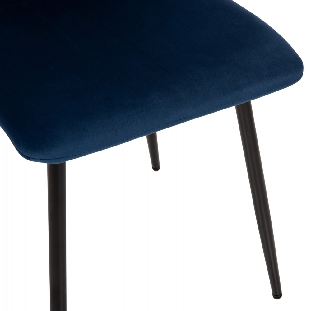 Καρέκλα "LATRELL" από βελούδο/μέταλλο σε χρώμα μπλέ/μαύρο 43x54x88
