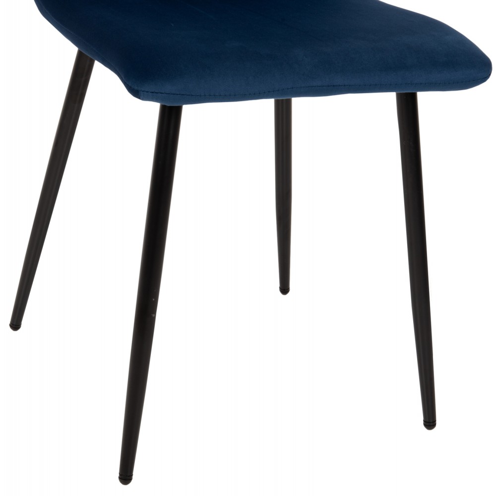 Καρέκλα "LATRELL" από βελούδο/μέταλλο σε χρώμα μπλέ/μαύρο 43x54x88