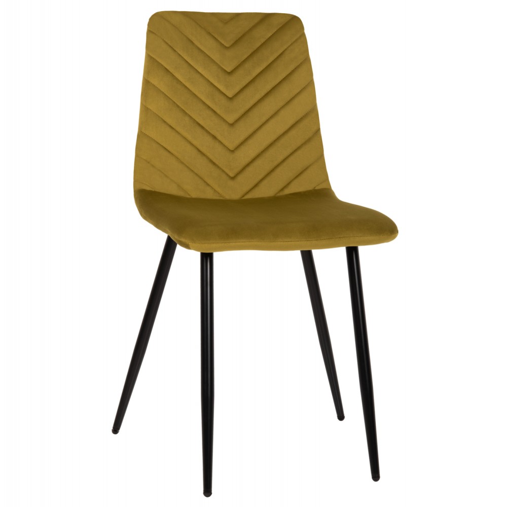Καρέκλα "LATRELL" από βελούδο/μέταλλο σε χρώμα λαδί/μαύρο 43x54x88