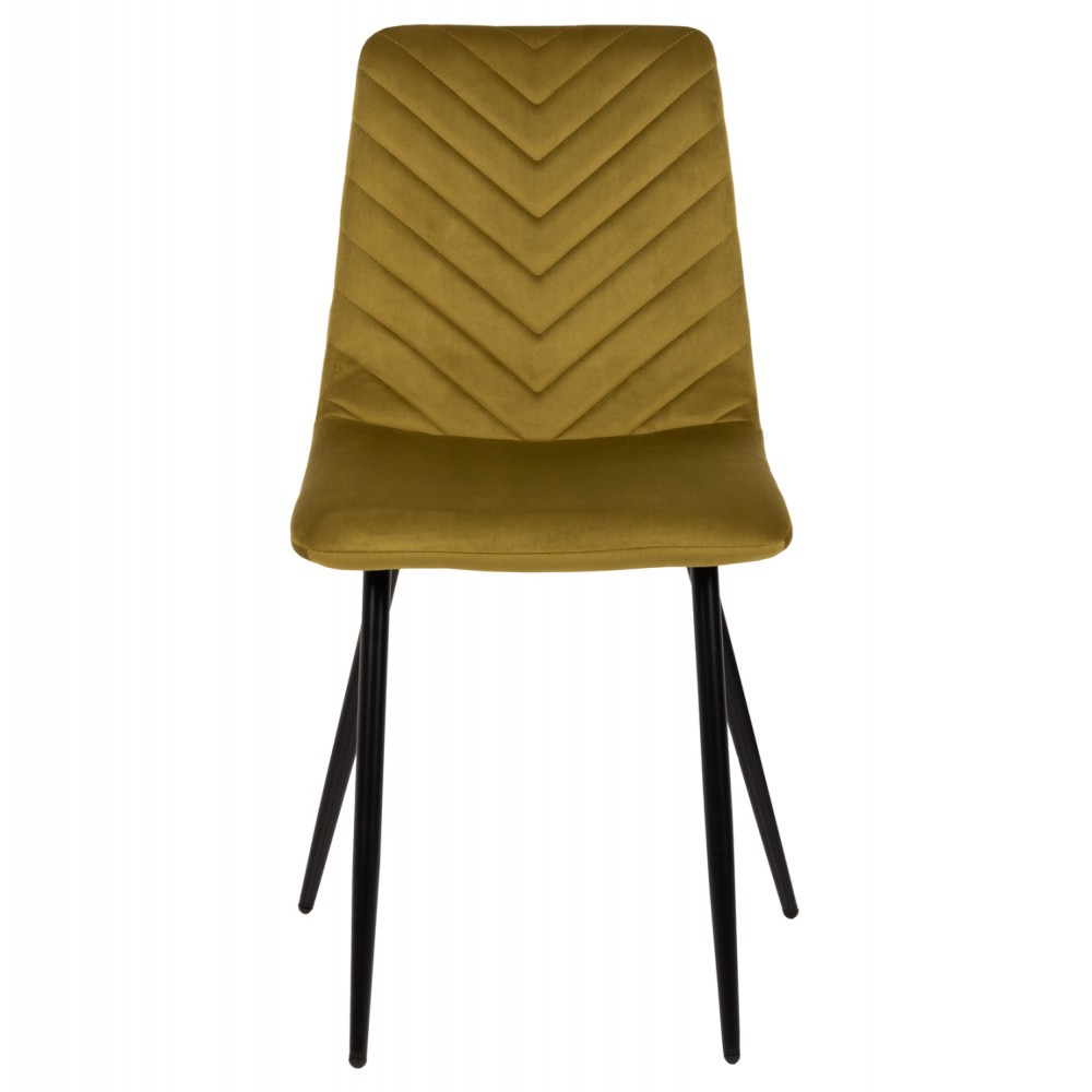 Καρέκλα "LATRELL" από βελούδο/μέταλλο σε χρώμα λαδί/μαύρο 43x54x88