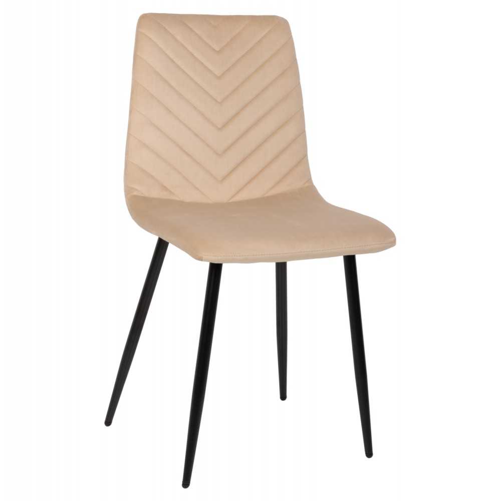 Καρέκλα "LATRELL" από βελούδο/μέταλλο σε χρώμα εκρού/μαύρο 43x54x88