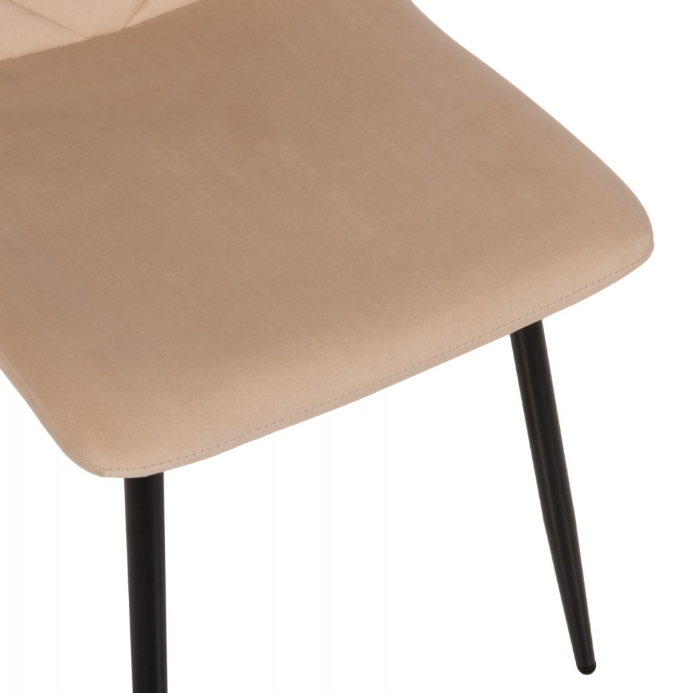 Καρέκλα "LATRELL" από βελούδο/μέταλλο σε χρώμα εκρού/μαύρο 43x54x88