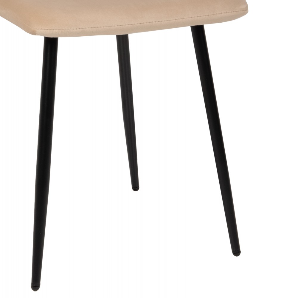 Καρέκλα "LATRELL" από βελούδο/μέταλλο σε χρώμα εκρού/μαύρο 43x54x88