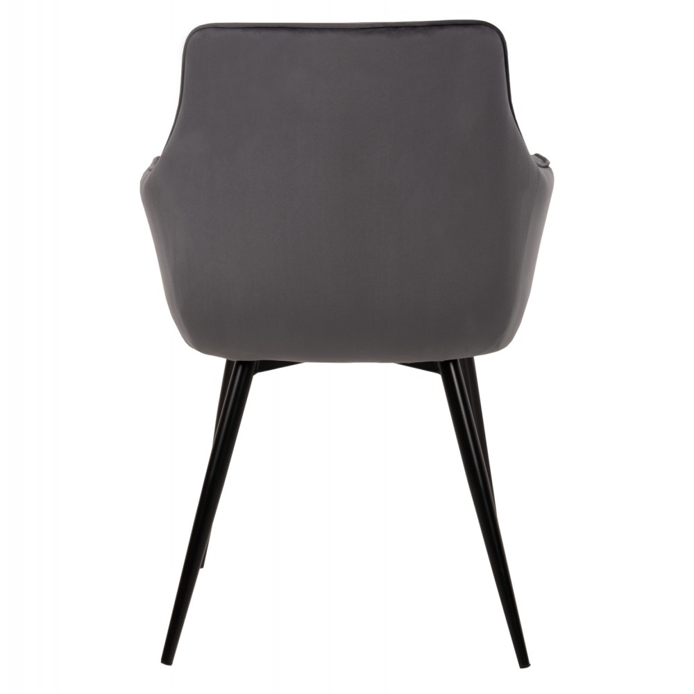 Πολυθρόνα "LATRELL" από βελούδο/μέταλλο σε χρώμα γκρί/μαύρο 55x57x84