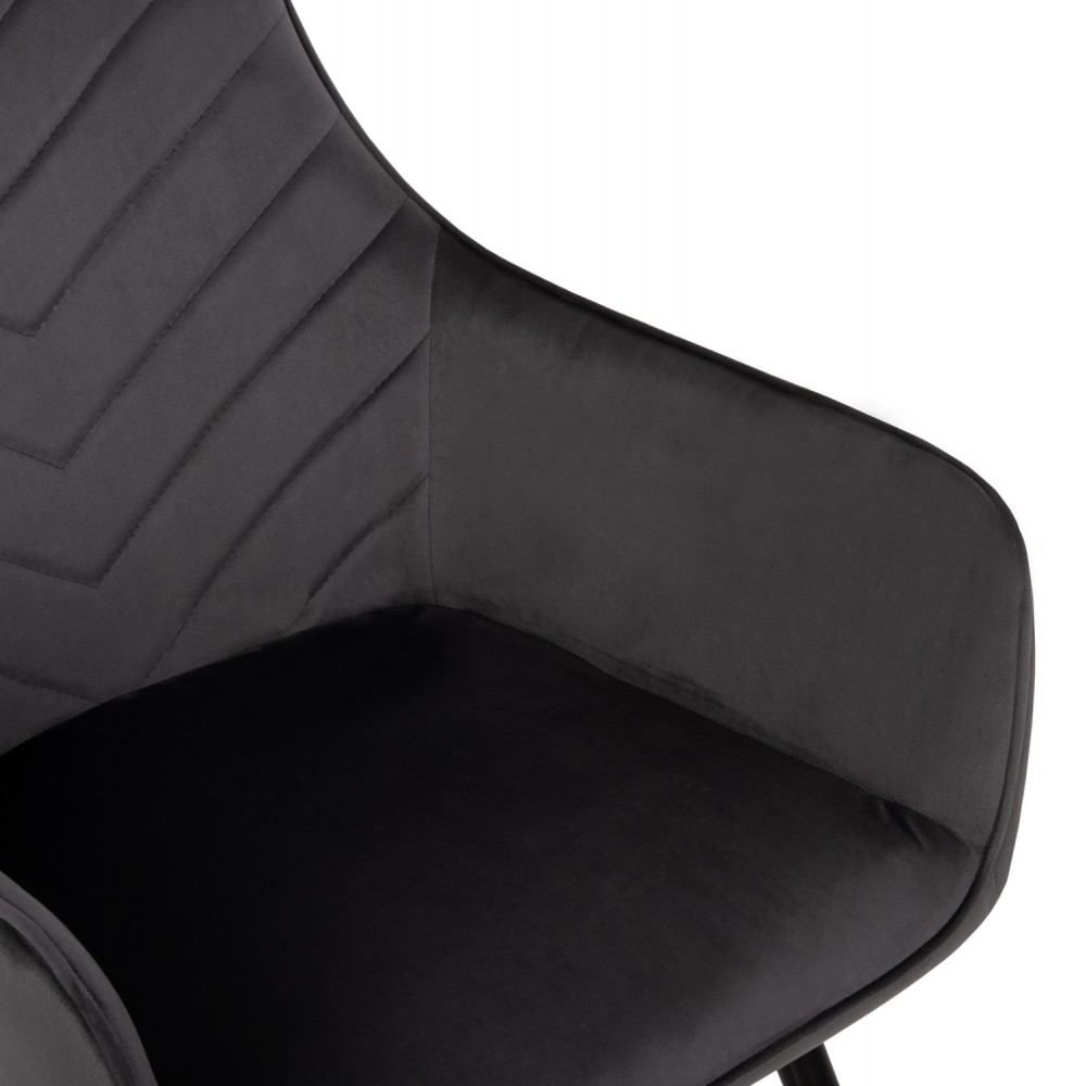 Πολυθρόνα "LATRELL" από βελούδο/μέταλλο σε χρώμα γκρί/μαύρο 55x57x84