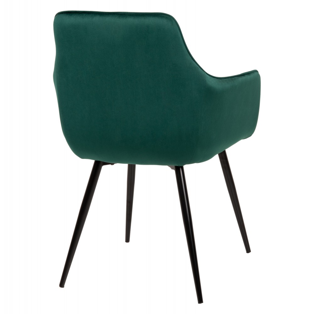 Πολυθρόνα "LATRELL" από βελούδο/μέταλλο σε χρώμα κυπαρισσί/μαύρο 55x57x84