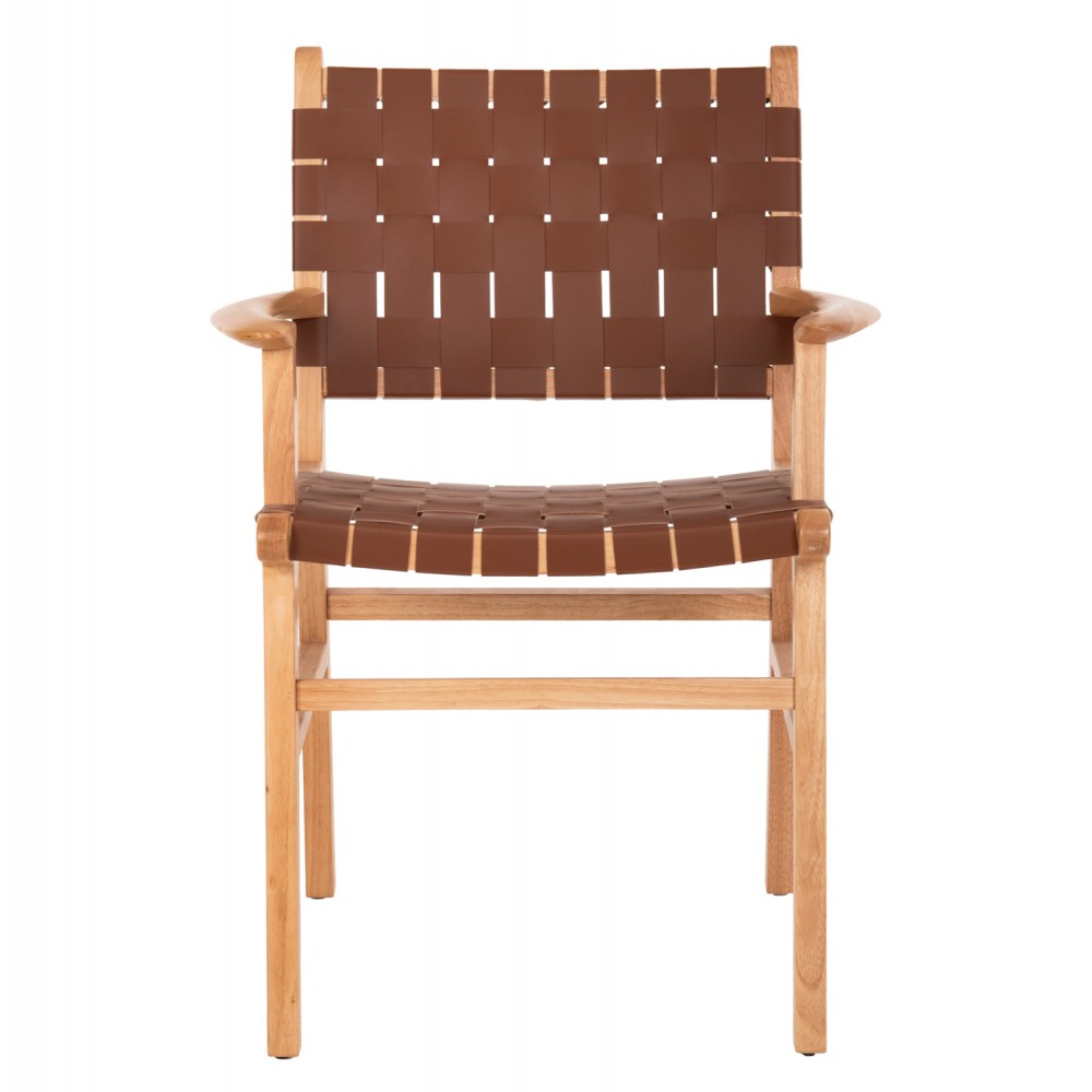 Πολυθρόνα "FELIPE" από τεχνόδερμα/ξύλο σε χρώμα καφέ/φυσίκο 62x59x86