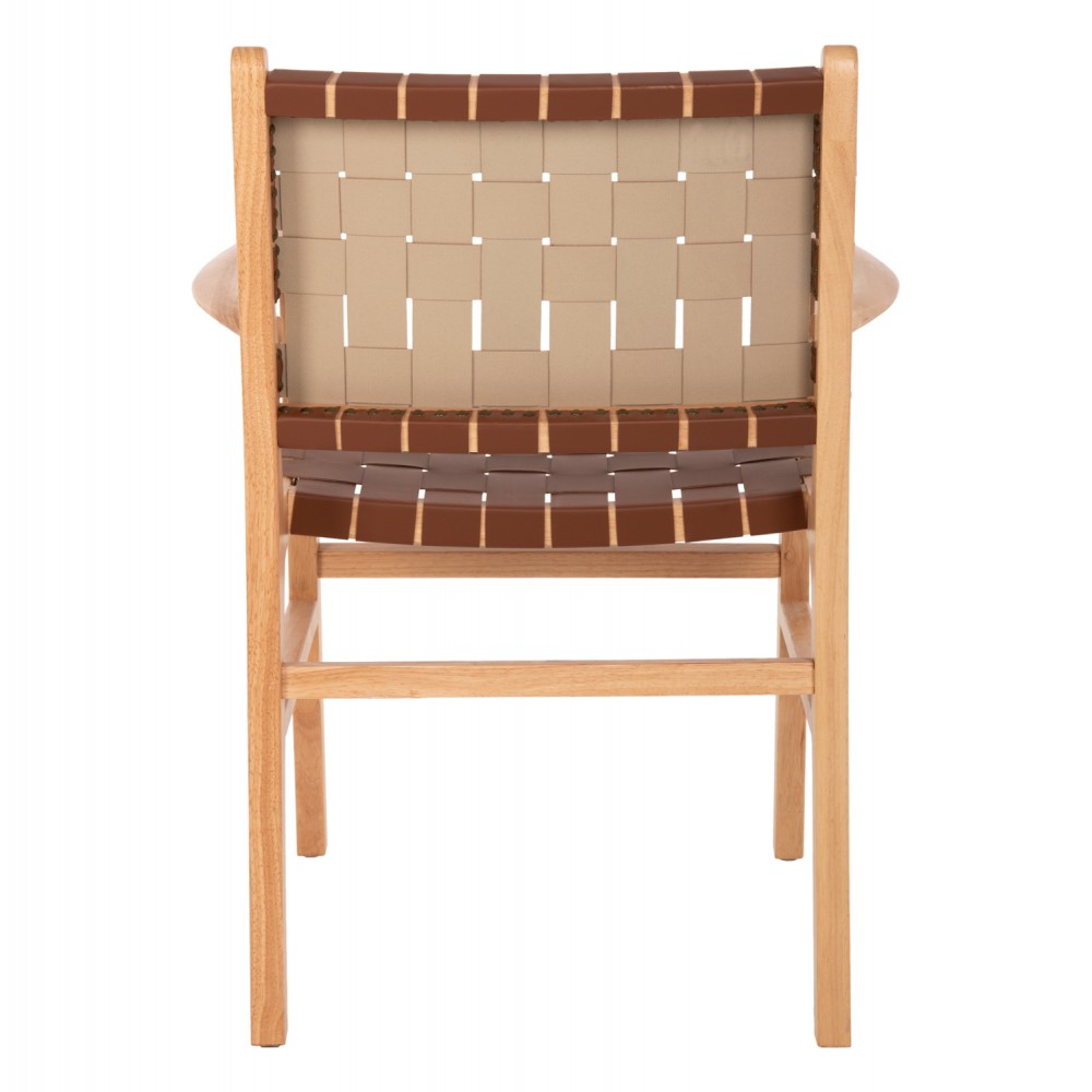 Πολυθρόνα "FELIPE" από τεχνόδερμα/ξύλο σε χρώμα καφέ/φυσίκο 62x59x86