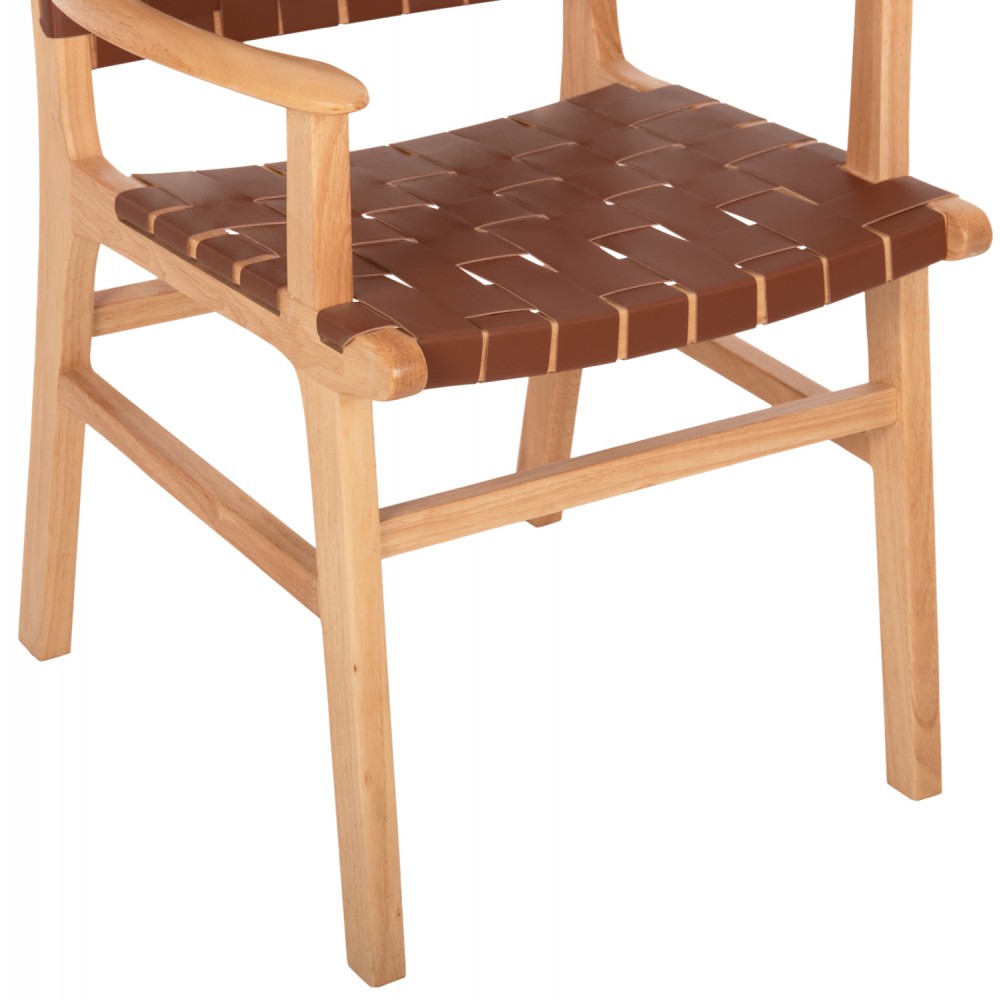 Πολυθρόνα "FELIPE" από τεχνόδερμα/ξύλο σε χρώμα καφέ/φυσίκο 62x59x86