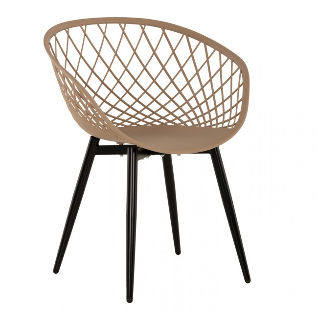 Πολυθρόνα "ARIADNE" πολυπροπυλένιο/μέταλλο σε χρώμα καπουτσίνο/μαύρο 63x56x80