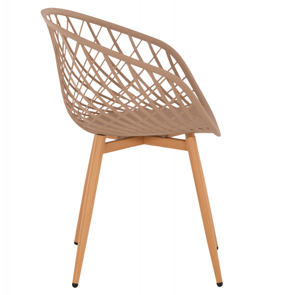 Πολυθρόνα "ARIADNE" πολυπροπυλένιο/μέταλλο σε χρώμα καπουτσίνο/φυσικό 63x56x80