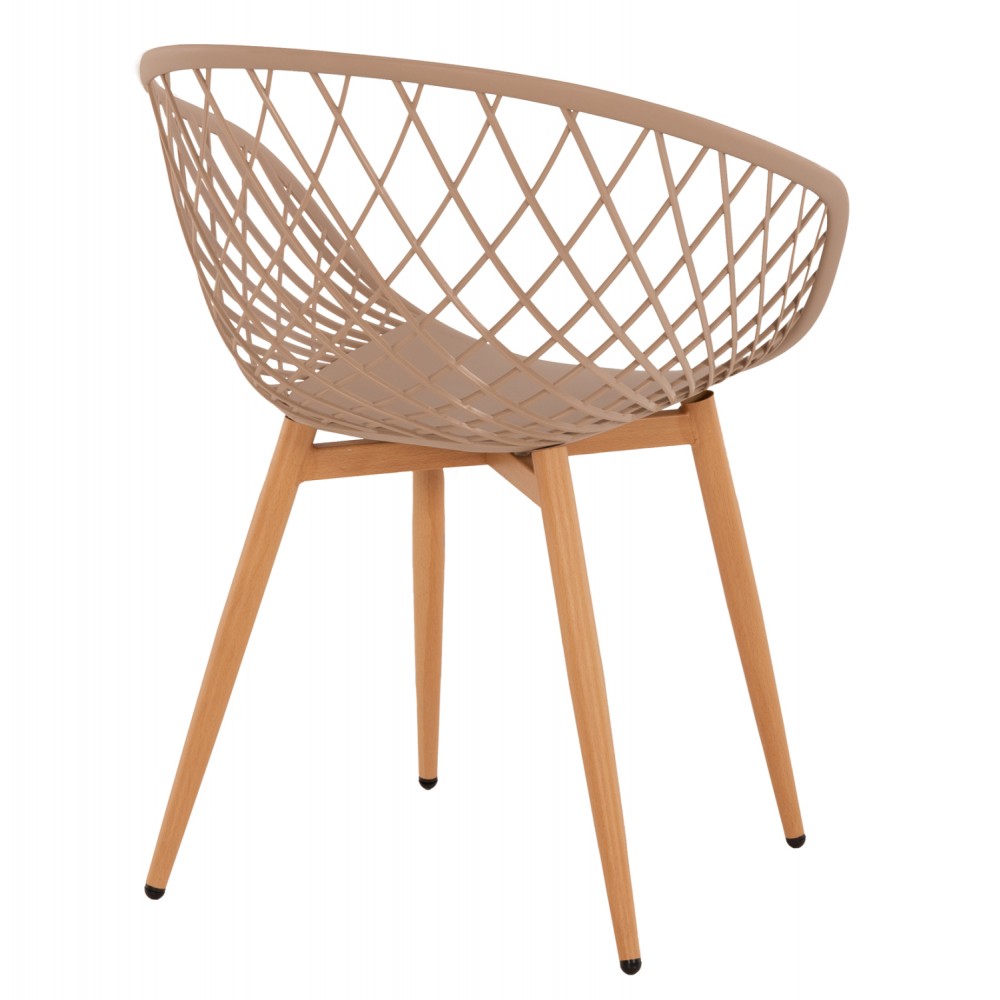 Πολυθρόνα "ARIADNE" πολυπροπυλένιο/μέταλλο σε χρώμα καπουτσίνο/φυσικό 63x56x80