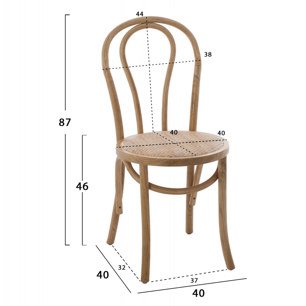 Καρέκλα "MONTREAL" από ξύλο σε φυσικό χρώμα 40x40x87