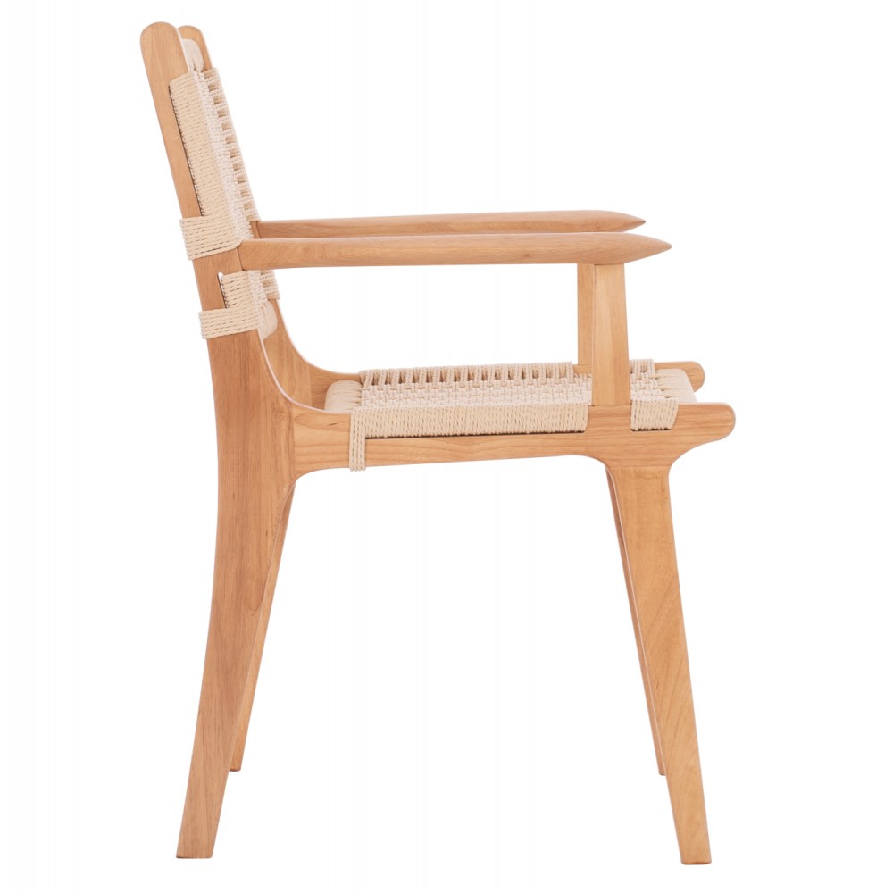 Πολυθρόνα "IGNACIO" από ξύλο/σχοινί σε φυσικό χρώμα 69x59x86