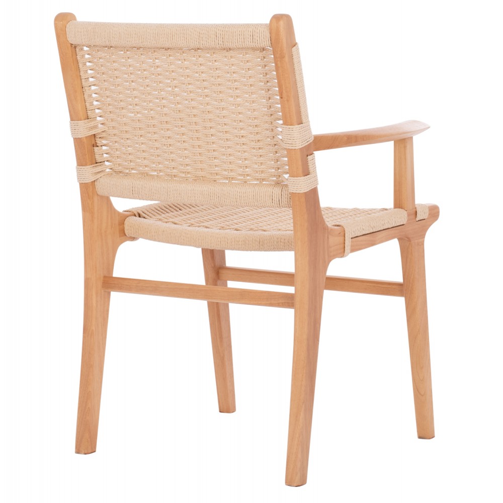 Πολυθρόνα "IGNACIO" από ξύλο/σχοινί σε φυσικό χρώμα 69x59x86