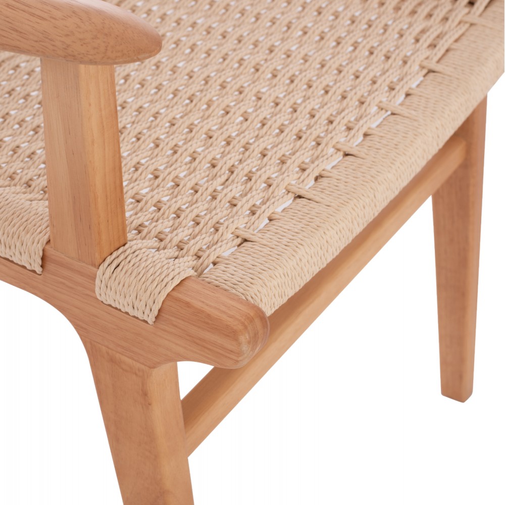 Πολυθρόνα "IGNACIO" από ξύλο/σχοινί σε φυσικό χρώμα 69x59x86