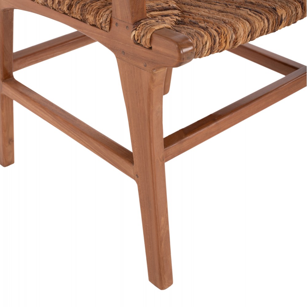 Πολυθρόνα από μασίφ ξύλο/ψάθα σε χρώμα καφέ 54x58x86,5