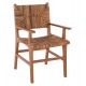 Πολυθρόνα από μασίφ ξύλο/ψάθα σε χρώμα καφέ 54x58x86,5