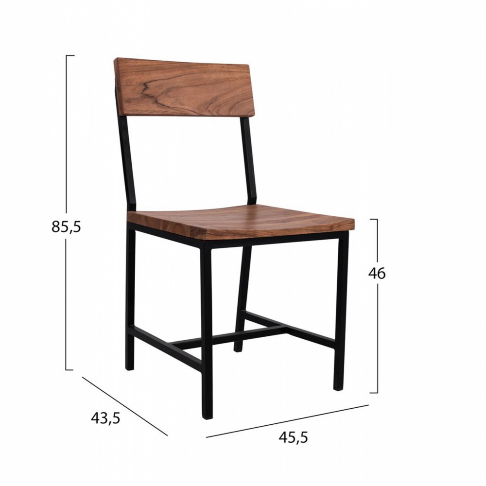 Καρέκλα από ξύλο/μέταλλο σε χρώμα φυσικό/μαύρο 45,5x43,5x85,5