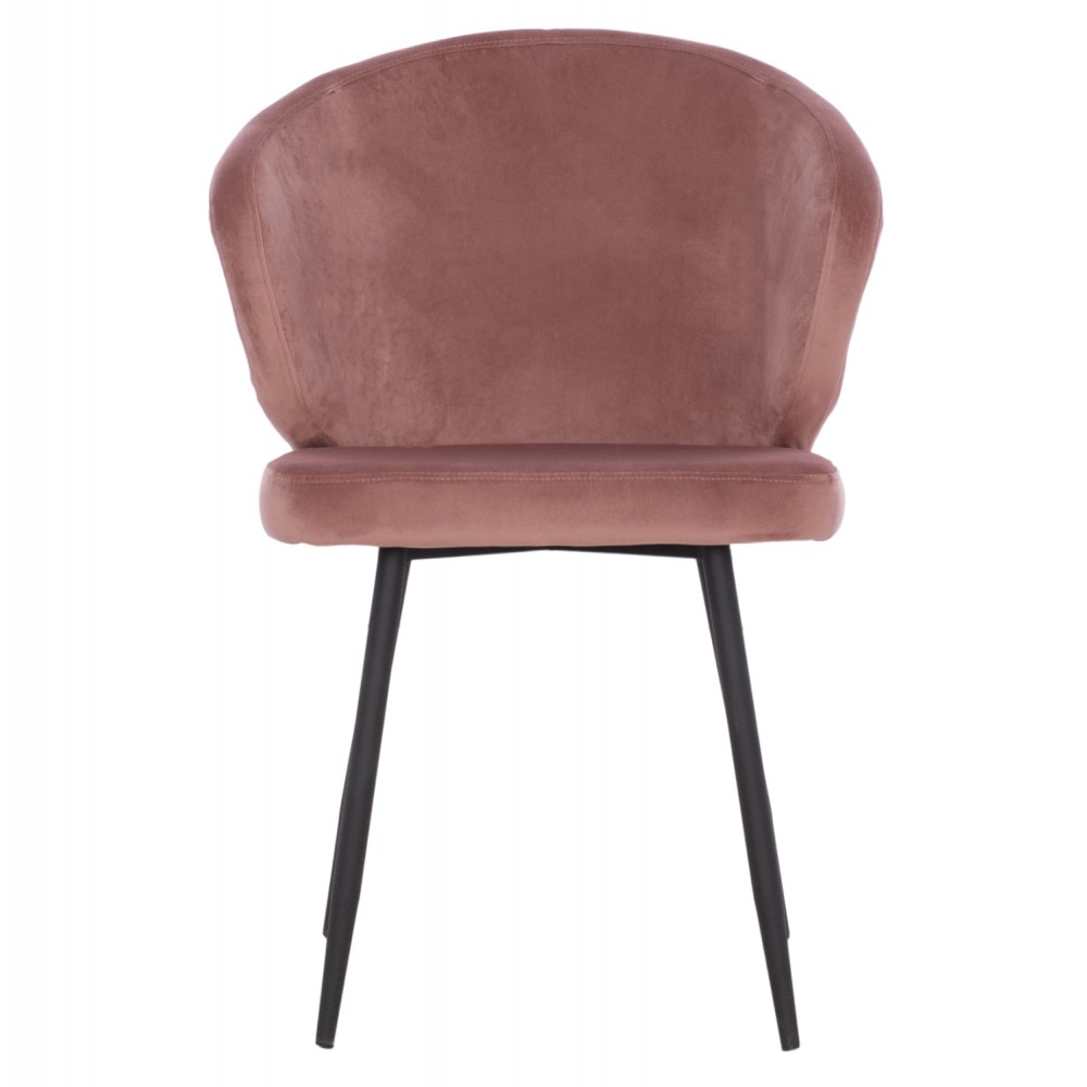 Πολυθρόνα τραπεζαρίας "JIYA" από βελούδο/μέταλλο σε χρώμα σάπιο μήλο/μαύρο 60x60x85