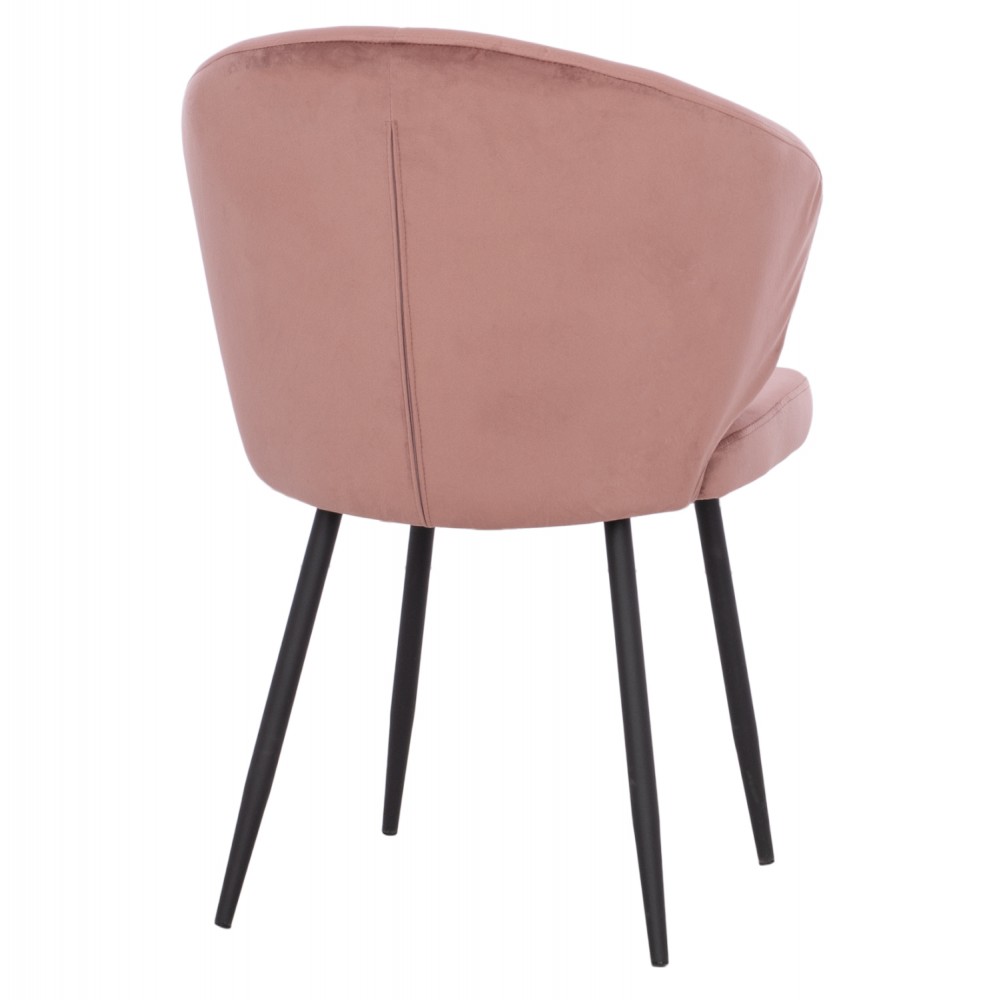 Πολυθρόνα τραπεζαρίας "JIYA" από βελούδο/μέταλλο σε χρώμα σάπιο μήλο/μαύρο 60x60x85