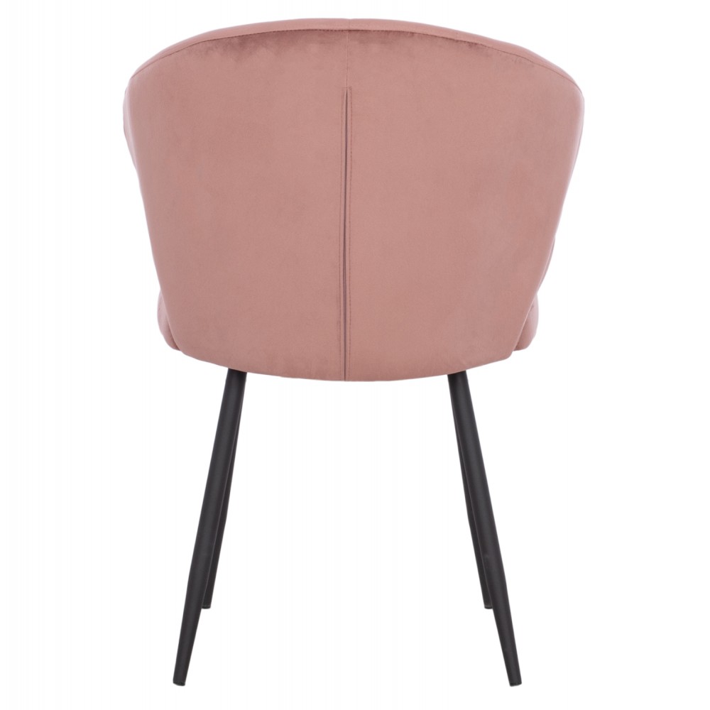 Πολυθρόνα τραπεζαρίας "JIYA" από βελούδο/μέταλλο σε χρώμα σάπιο μήλο/μαύρο 60x60x85