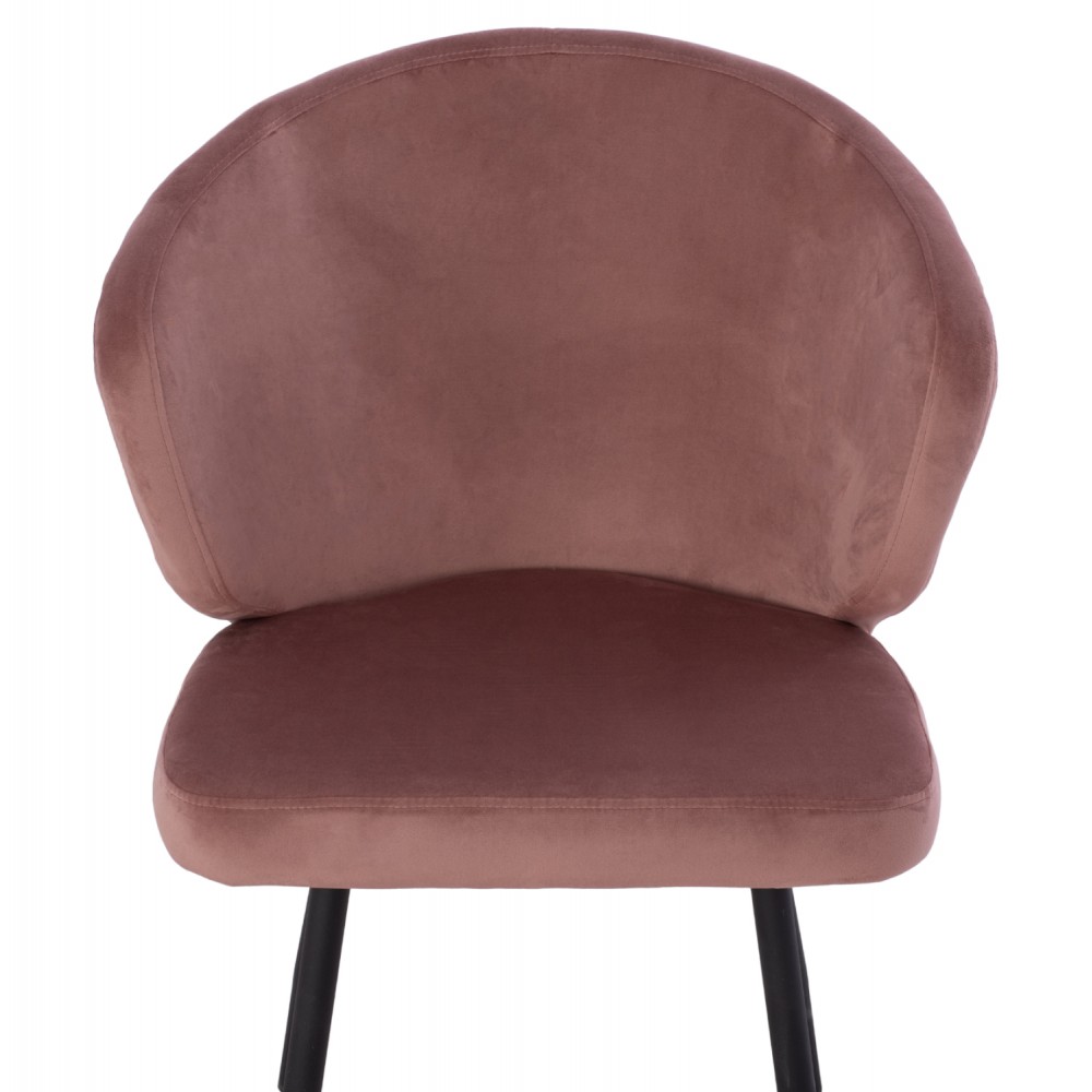 Πολυθρόνα τραπεζαρίας "JIYA" από βελούδο/μέταλλο σε χρώμα σάπιο μήλο/μαύρο 60x60x85