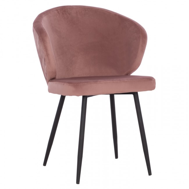 Πολυθρόνα τραπεζαρίας "JIYA" από βελούδο/μέταλλο σε χρώμα σάπιο μήλο/μαύρο 60x60x85