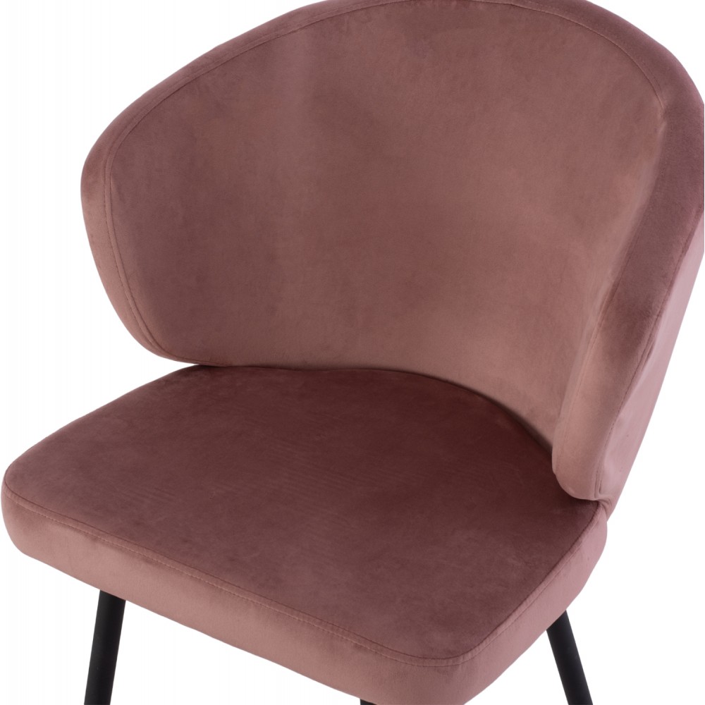 Πολυθρόνα τραπεζαρίας "JIYA" από βελούδο/μέταλλο σε χρώμα σάπιο μήλο/μαύρο 60x60x85