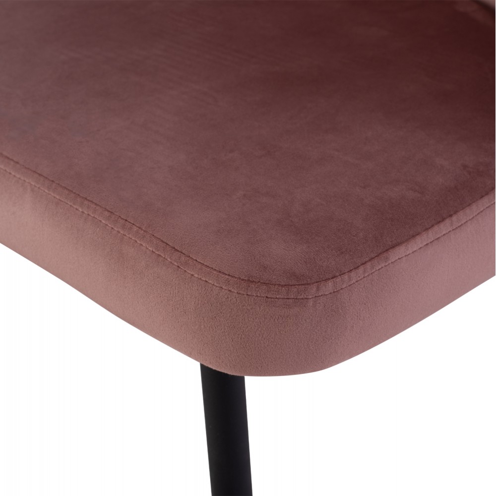 Πολυθρόνα τραπεζαρίας "JIYA" από βελούδο/μέταλλο σε χρώμα σάπιο μήλο/μαύρο 60x60x85