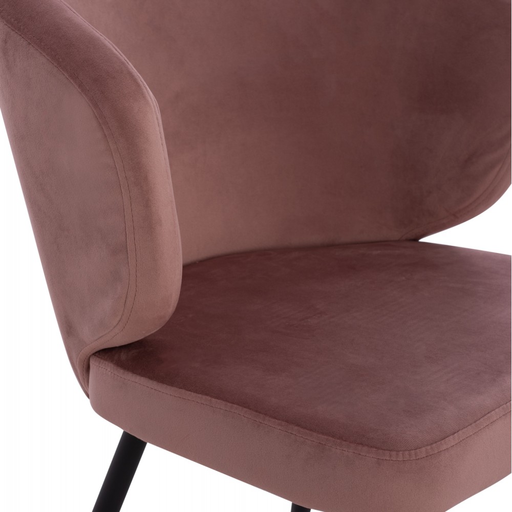 Πολυθρόνα τραπεζαρίας "JIYA" από βελούδο/μέταλλο σε χρώμα σάπιο μήλο/μαύρο 60x60x85