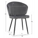 Πολυθρόνα τραπεζαρίας "JIYA" από βελούδο/μέταλλο σε χρώμα γκρί/μαύρο 60x60x85