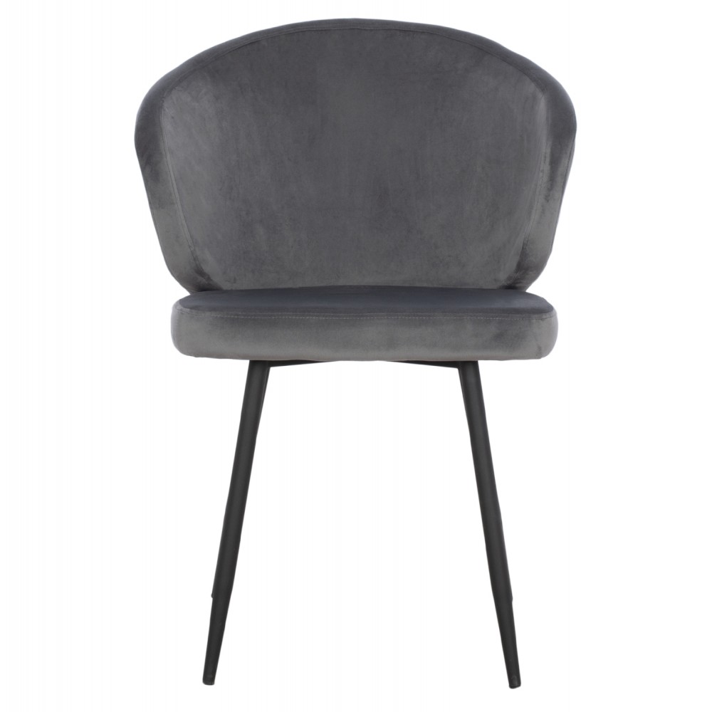 Πολυθρόνα τραπεζαρίας "JIYA" από βελούδο/μέταλλο σε χρώμα γκρί/μαύρο 60x60x85