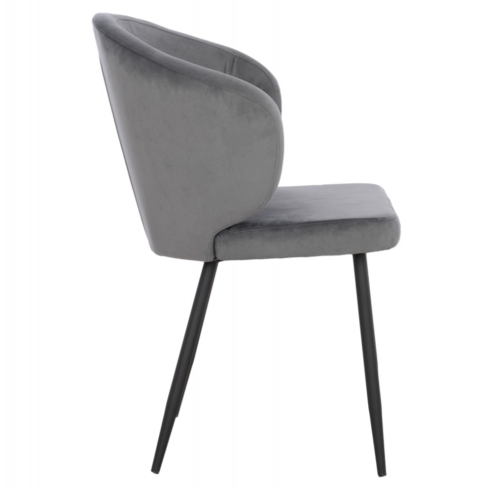 Πολυθρόνα τραπεζαρίας "JIYA" από βελούδο/μέταλλο σε χρώμα γκρί/μαύρο 60x60x85