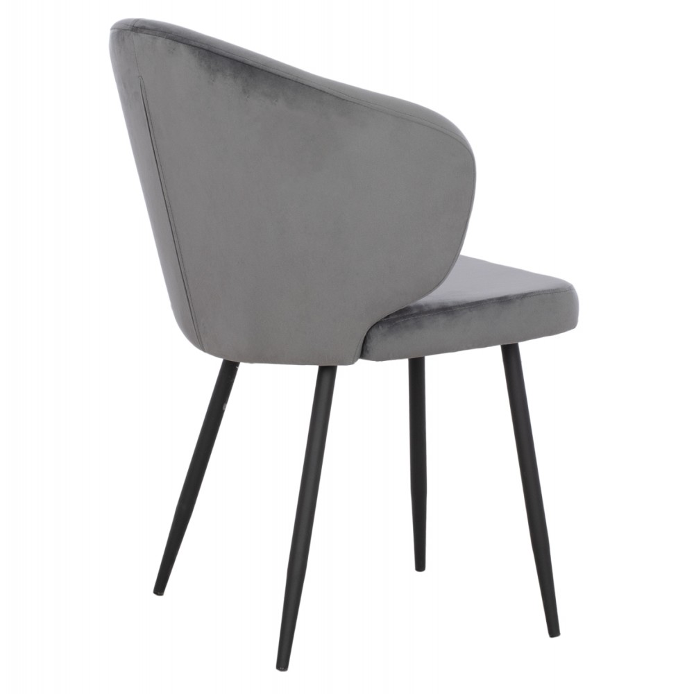 Πολυθρόνα τραπεζαρίας "JIYA" από βελούδο/μέταλλο σε χρώμα γκρί/μαύρο 60x60x85