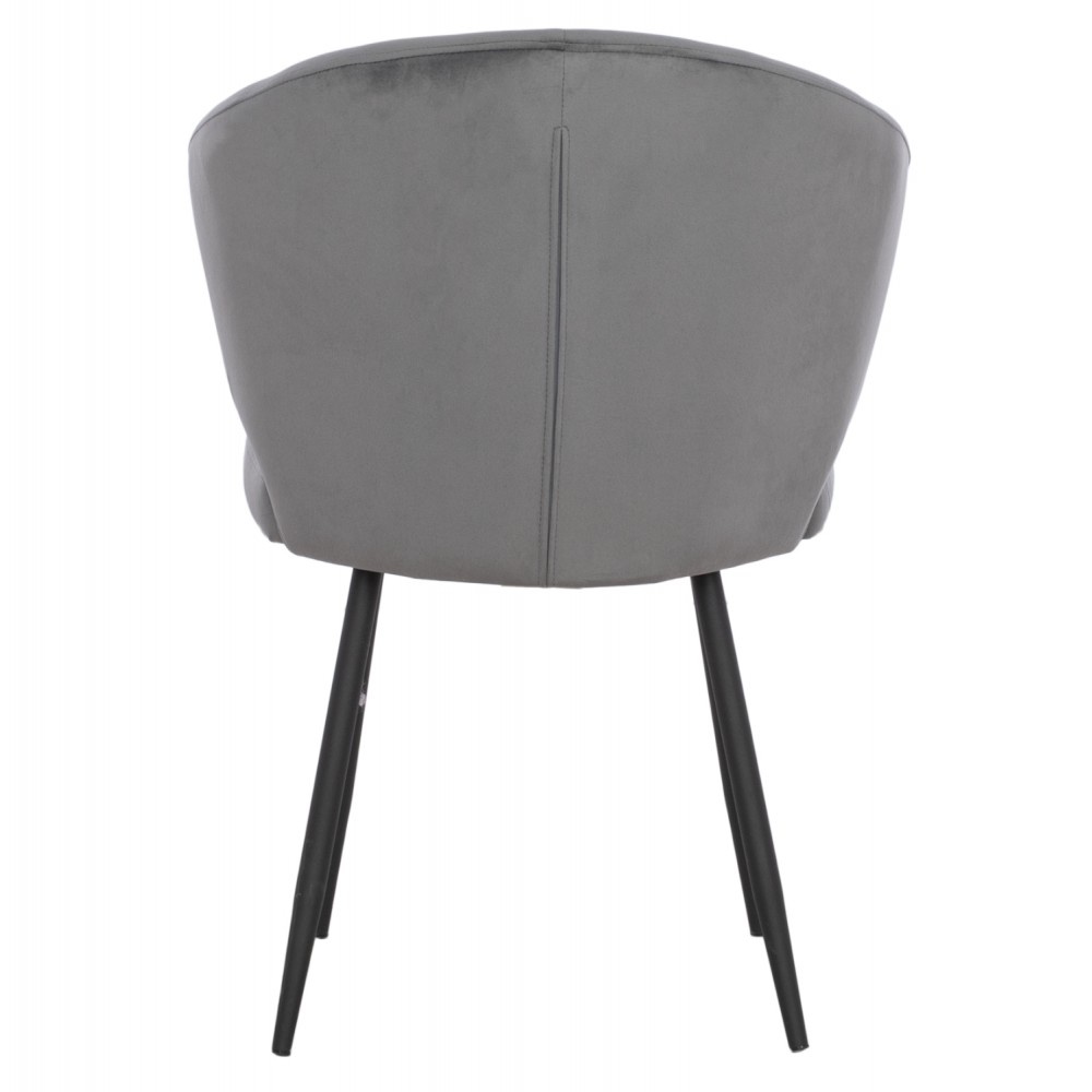 Πολυθρόνα τραπεζαρίας "JIYA" από βελούδο/μέταλλο σε χρώμα γκρί/μαύρο 60x60x85